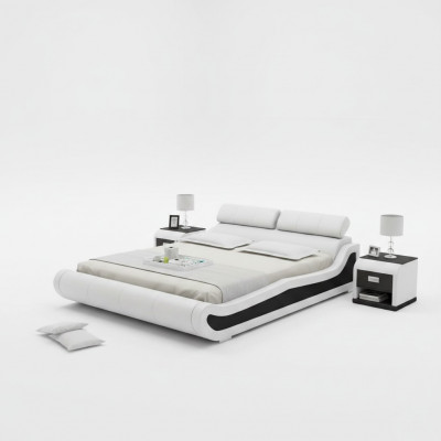 Luxe leren bed met USB-beklede bedden Dubbel Modern Huwelijk 140/160/180 cm