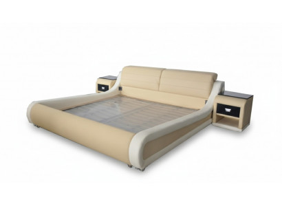 Tweepersoons luxe leren bed + USB-beklede bedden Multifunctioneel LB8831