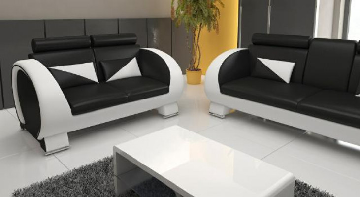 Leren bank Bank + USB-bank 3-zits relaxbank met barkruk design set