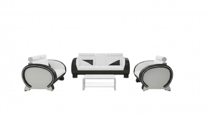 Leren bank Bank + USB-bank 3-zits relaxbank met barkruk design set