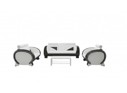 Leren bank Bank + USB-bank 3-zits relaxbank met barkruk design set