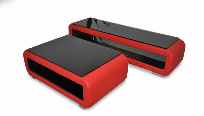 Ontwerper salontafel gestoffeerd leer glas Moderne tafel CT9010 + RTV TS1010 + USB