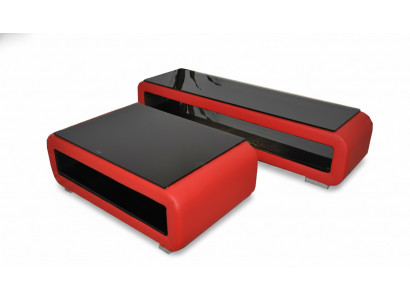 Ontwerper salontafel gestoffeerd leer glas Moderne tafel CT9010 + RTV TS1010 + USB