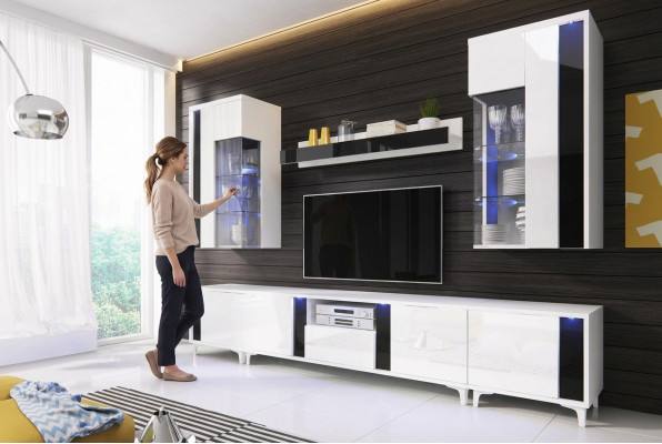 Hoogglans woonwand kastwand decoratie woonkamer kast vitrine sideboard