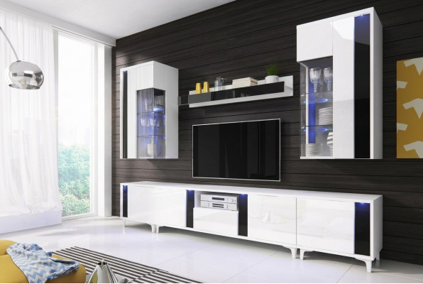 Hoogglans woonwand kastwand decoratie woonkamer kast vitrine sideboard