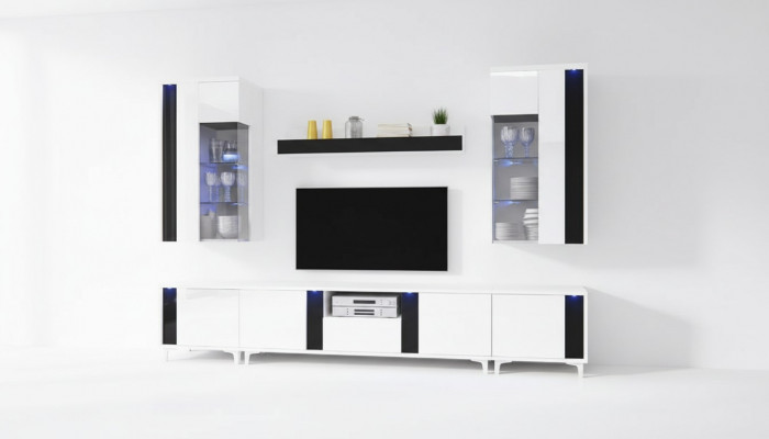 Hoogglans woonwand kastwand decoratie woonkamer kast vitrine sideboard