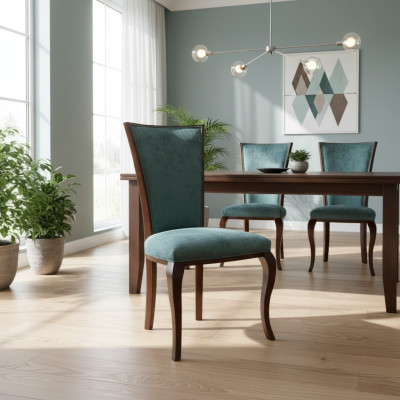 Eetkamergroep 4 x armstoel fauteuil set eetkamerstoel hout bekleding nieuw