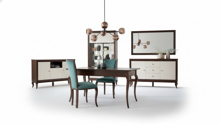 Compleet set eettafel + 6 stoelen eetkamer set decoratieve eetgroep houten tafel