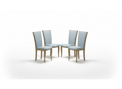Stel van 4 stoelen Luxe Design Gestoffeerd Massief Hout Kantoor Kantoor Eetkamerstoel Zitting