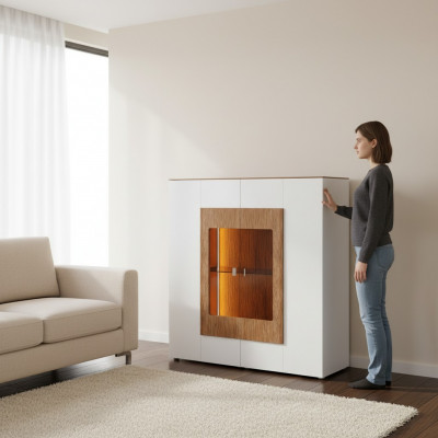 Vitrine glazen kast woonkamer etalage 1-deurs. Vitrine hoge kast dressoir