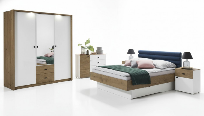 Ontwerper gestoffeerd bed bedden stof hout luxe tweepersoonsbed echtelijk bed 180x200cm