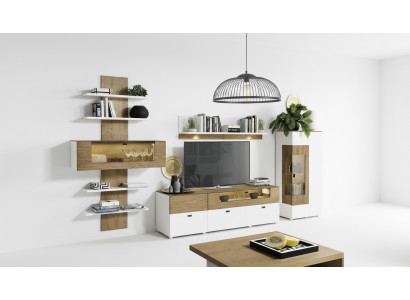 Moderne woonkamer wandkast vitrinekast in barokstijl