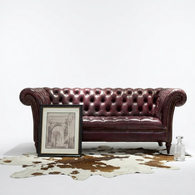 Chesterfield Bank Driezits Zitkussenbank Bruin Luxueuze Bank