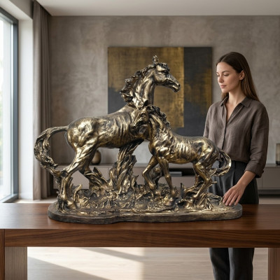 Sculptuur paardenkop Koper Gekleurd Pegasus Paardenbeelden Decoratie Abstracte Paarden