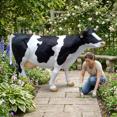 Koeienstandbeeld Rund decoratie boerderij tuin koeien sculptuur koe 210 cm nieuw