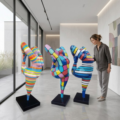 Abstracte Designer Figuren XXL Beelden Tuin Woonkamer Kunst Sculptuur Kleurrijk