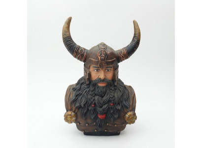 Borstbeeld van een krijger in een helm 70cm hoorns standbeeld Viking standbeelden figuren