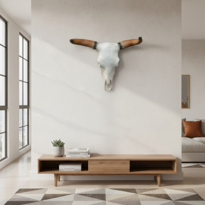 Stierenkop schedel wand sculpturen hoogte 64 cm decoratief beeld wanddecoratie