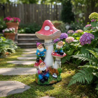 Sculptuur Paddenstoel Huis Standbeeld Tuin Figuren 51cm Beelden Sculpturen Beeld Nieuw M37