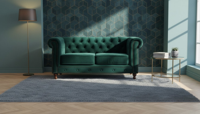 Britse Chesterfield Groene Driepersoons Bank - Luxe Leren Meubels