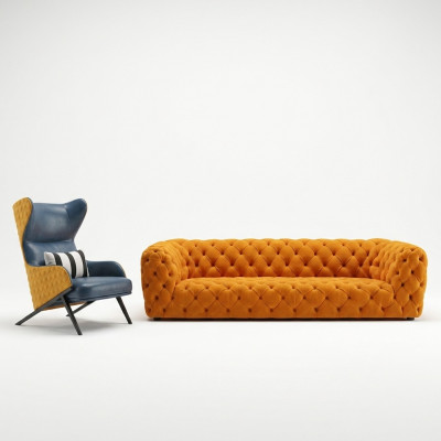 Extra luxe klasse bank - Chesterfield Big XXL bank - Vierzits zitkussen