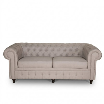 jvmoebel ® - Textiel Sofa Bank - Beige Bekleding Driezitsbank Garnituur Driezitter