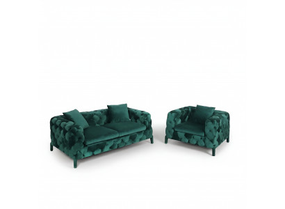 Groene Chesterfield 3+1 zitgroep bankstel stof sofa bekledingset