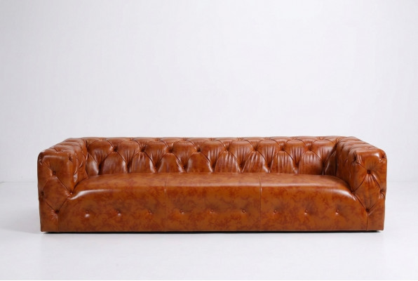 Chesterfield Bank Bank Bekleding Stof Leer Bankstel 4-zits