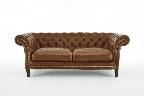 Chesterfield Herenclub Sofa Bank Lederen Bekleding Tweezitter Bruin NIEUW jvmoebel ®
