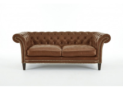 Chesterfield Herenclub Sofa Bank Lederen Bekleding Tweezitter Bruin NIEUW jvmoebel ®
