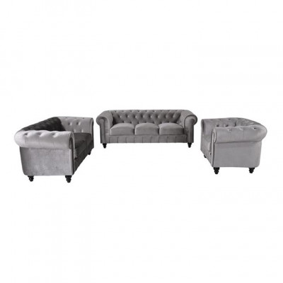 Chesterfield Sofa Bank Bekleding Stof Leer Banken Bekleding Set 3-zitter