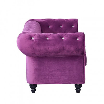 Klassieke Lederen Bank - Paarse Chesterfield Stof Sofa 2-Zits Nieuw jvmoebel ®