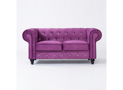 Klassieke Lederen Bank - Paarse Chesterfield Stof Sofa 2-Zits Nieuw jvmoebel ®
