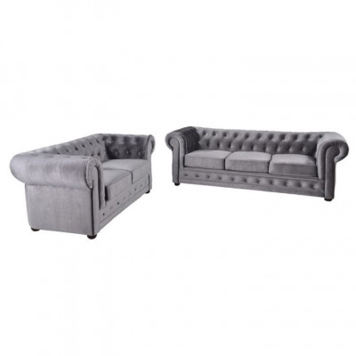Chesterfield Bank Bank Bekleding Stof Leer Bankstel 3-Zits