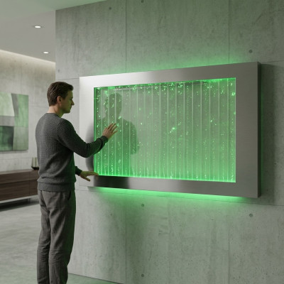 Wandpaneel met waterbellen LED waterval Designer waterelementafbeelding.
