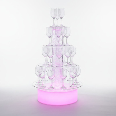 Champagnetoren, sekt toren, waterzuil, verlichte plankzuilen