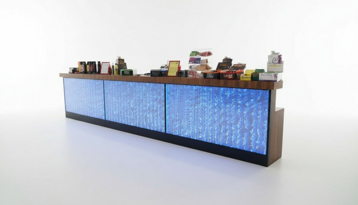 Toonbank Rek Bar Water Muur Pijler Verlichte Waterwanden Bar Toonbank