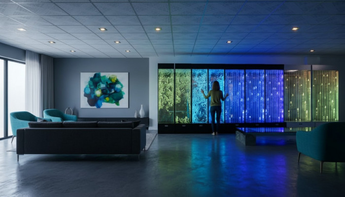 Muurpaneel met waterbellen LED-watermuur Decoratieve designer waterwand