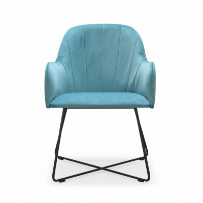 Moderne fauteuils Groep Set 8 stoelen Turquoise bekleding Armleuning