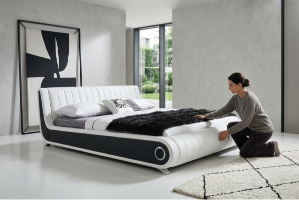 Designerbed Echtelijk bed Gestoffeerd bed Slaapkamer Ledikant Nieuw Bedden