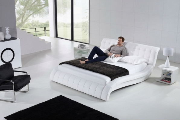 Bedden Bed Bekleding Dubbel Huwelijk Hotel Luxe Leder Moderne Decor Designer