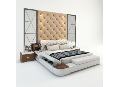 Meervoudig bedontwerp, gestoffeerd tweepersoonsbed Chesterfield luxe.