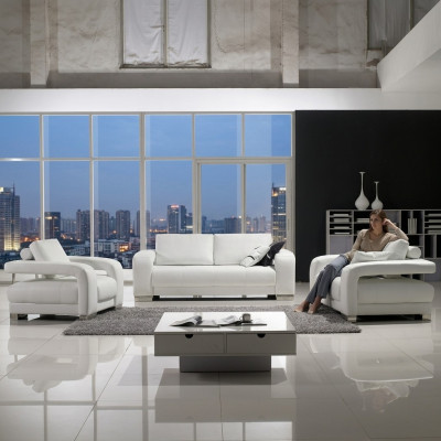 Sofaset Ontwerp Banken Bekleding Leer 3-zits Bankstel Set Leer