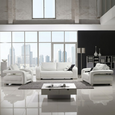 Sofaset Ontwerp Banken Bekleding Leer 3-zits Bankstel Set Leer