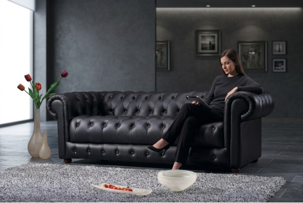 Chesterfield bankstellen sofa's lederen 3+2 zits bankstellen set met fauteuils