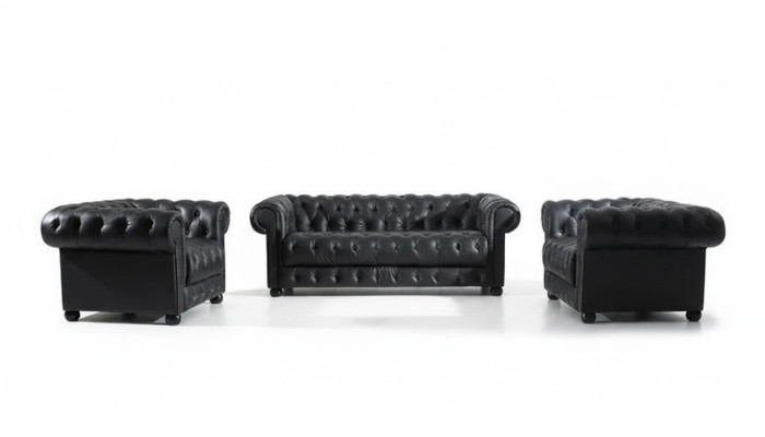 Chesterfield bankstel 3-zits designbank gestoffeerde bankstel set