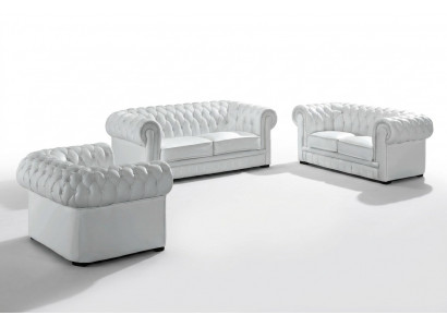 Chesterfield bankstellen bankstellen bekleden leer 3-zits bankstel sets
