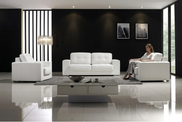 Sofaset Design Bankstellen Banken 3-zits Set Leren Bankstel garnituren