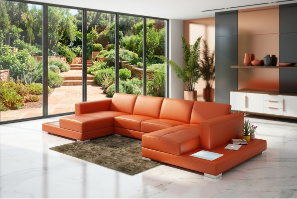 U Vorm Bank Bankstel Bekleding Set Woonlandschap Ontwerp Hoekbank Leer
