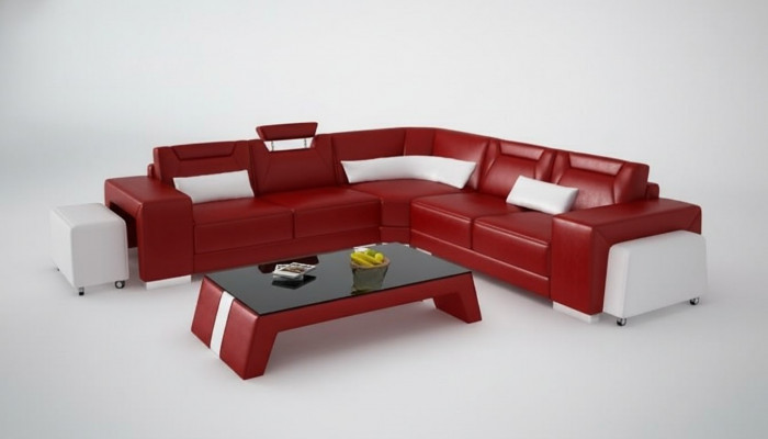 Leder Moderne Bank Woonlandschap Leren Bank Bankstel Bank L Vorm Salontafel